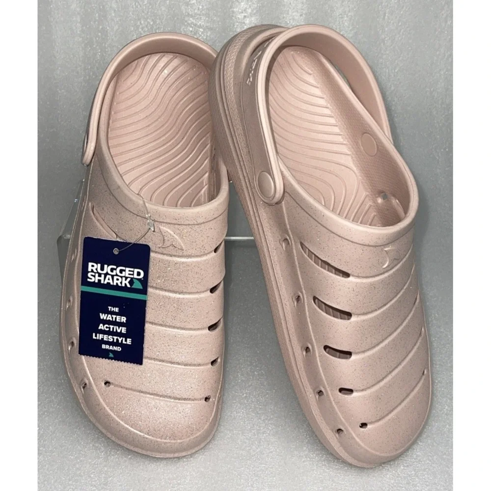 Rugged Shark Women's Comfort Eva Clog Sandals Baby Pink w/ Glitter‎ Size 10 NEW